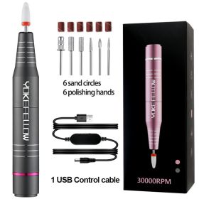 Electric Nail Drill Machine For Manicure Pedicure With Ceramic Nail Drill Bit Set 30000/35000RPM Nail Polish Pen Salon Tool (Color: 30000RPM Grey)
